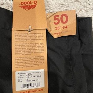 NWT Fjallraven Vidda Pro Trousers US 33-34